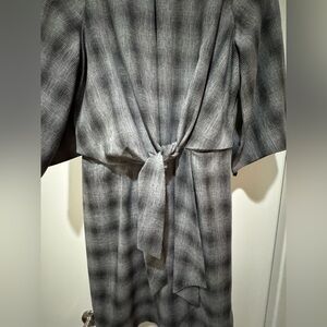 Tahari Black and Gray Checkered Dress